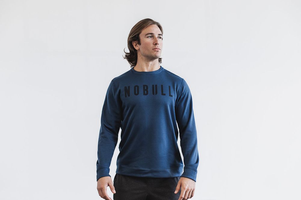 NOBULL Crew Sweatshirts Erkek - Lacivert - Turkiye (ZJO-510489)